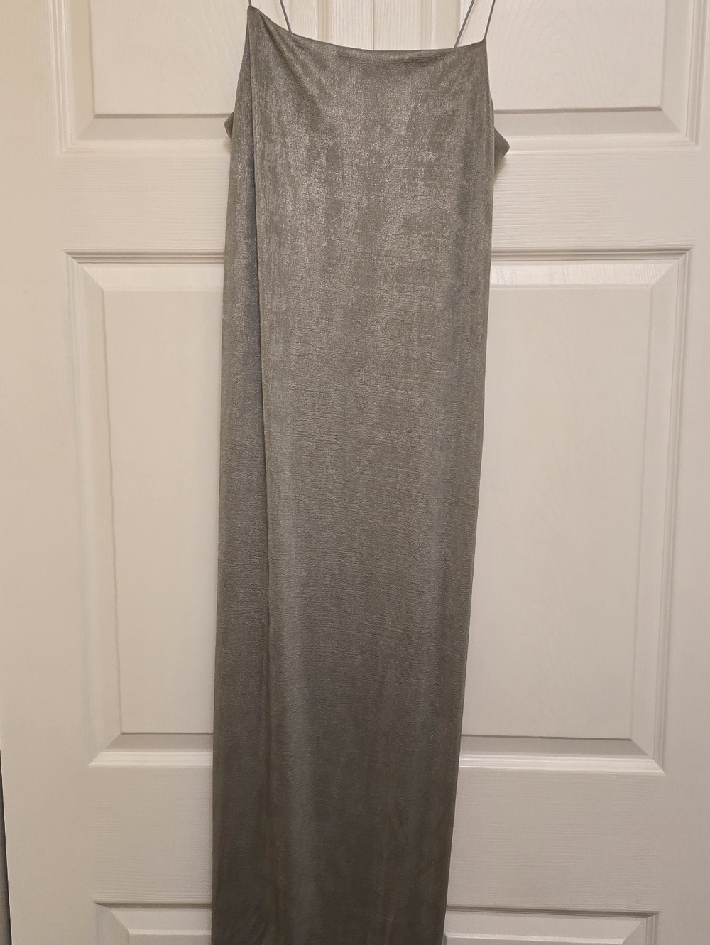 Sleek Silver Slip Maxi Dress L